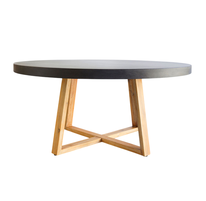 1.6m Alta Elkstone Round Dining Table – Ebony Black with Light Honey Legs