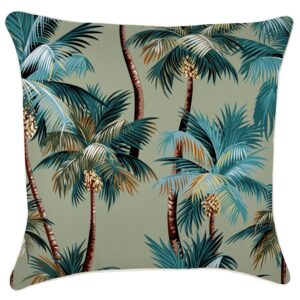 Outdoor Cushion With Piping Palm Trees Sage 60cm x 60cm