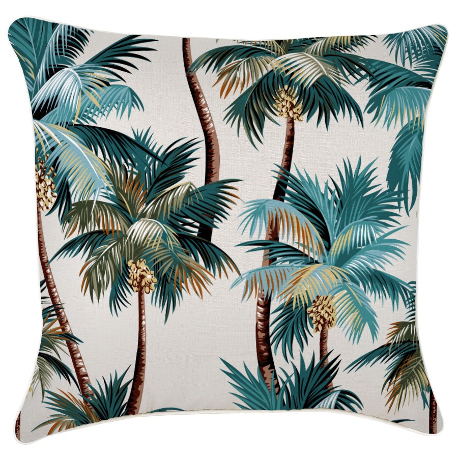 Outdoor Cushion With Piping Palm Trees Natural 60cm x 60cm