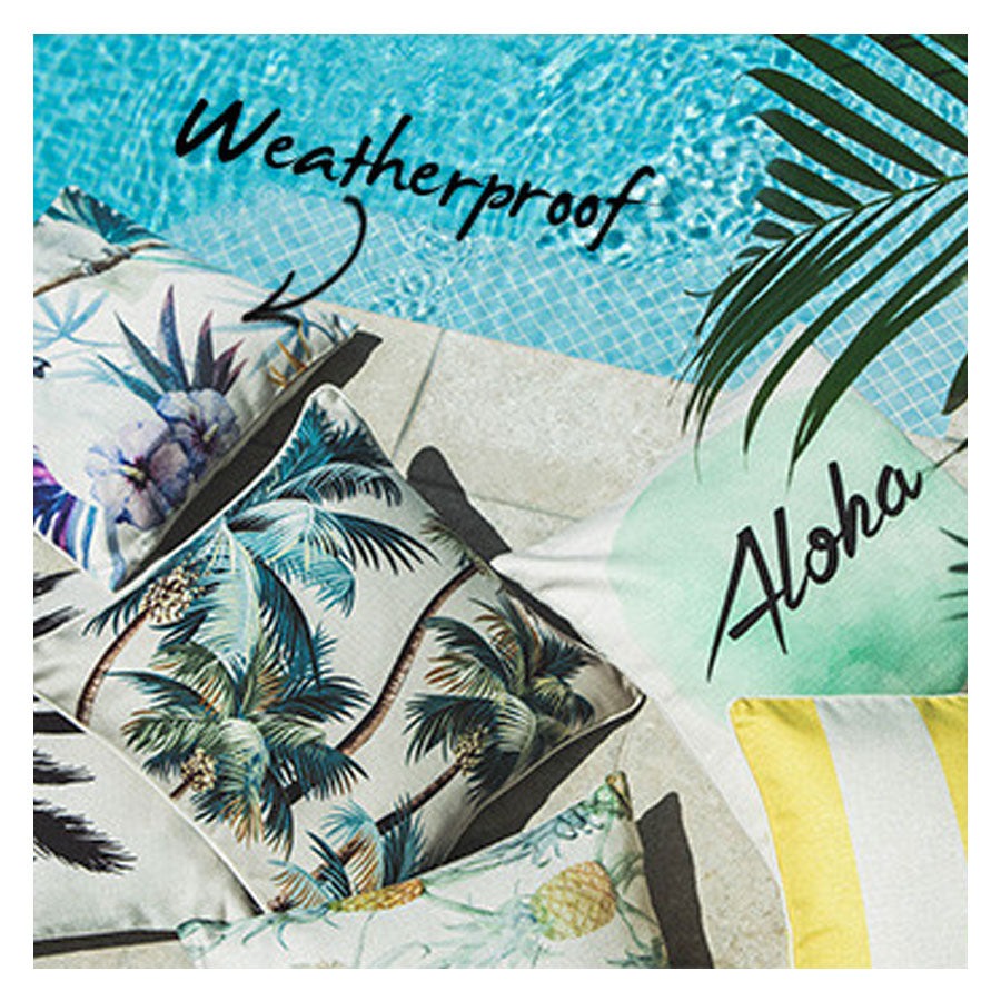 Outdoor Cushion With Piping Palm Trees Natural 60cm x 60cm - Image 13