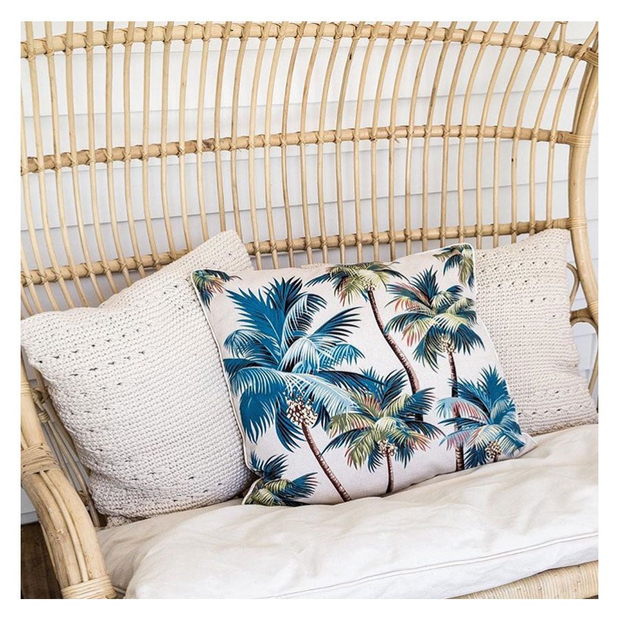 Outdoor Cushion With Piping Palm Trees Natural 60cm x 60cm - Image 3
