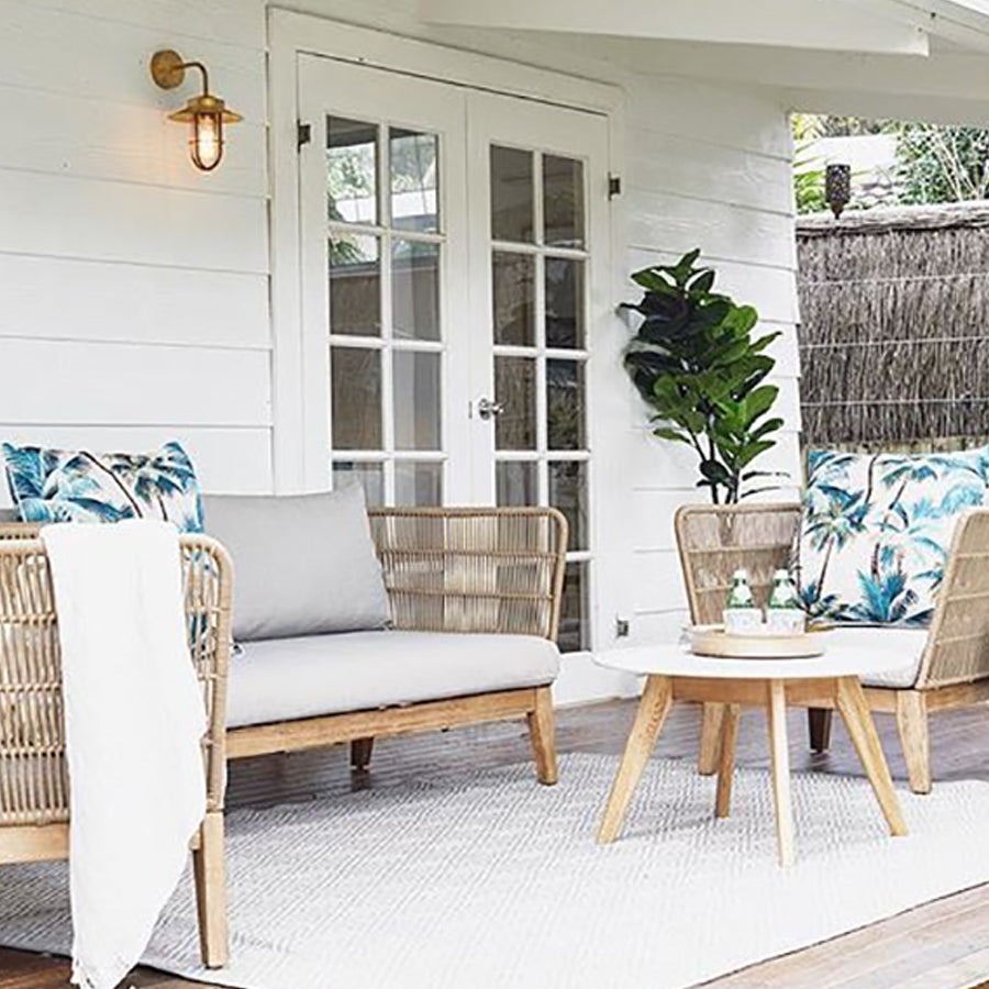 Outdoor Cushion With Piping Palm Trees Natural 60cm x 60cm - Image 4
