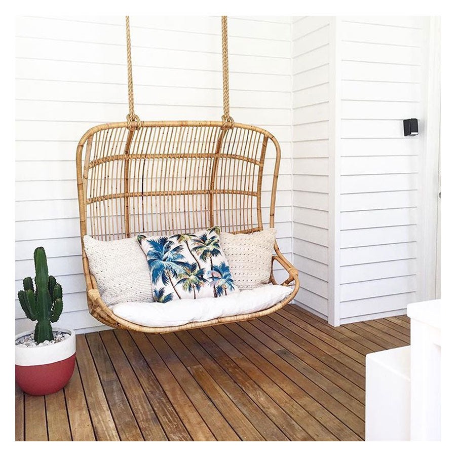 Outdoor Cushion With Piping Palm Trees Natural 60cm x 60cm - Image 6