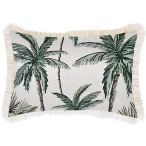 Outdoor Cushion Coastal Fringe Palm Tree Paradise Natural 35cm x 50cm