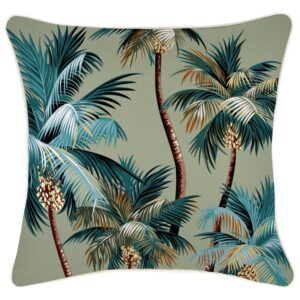 Outdoor Cushion With Piping Palm Trees Sage 45cm x 45cm