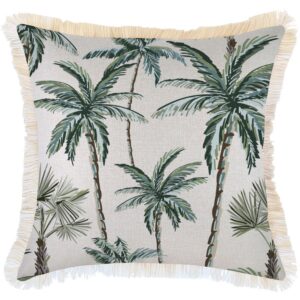 Outdoor Cushion Coastal Fringe Palm Tree Paradise Natural 60cm x 60cm