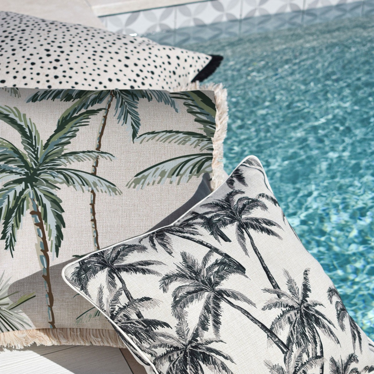 Outdoor Cushion Coastal Fringe Palm Tree Paradise Natural 60cm x 60cm - Image 4