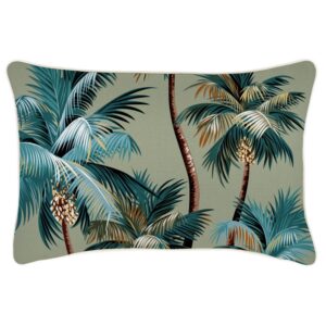 Outdoor Cushion With Piping Palm Trees Sage 35cm x 50cm