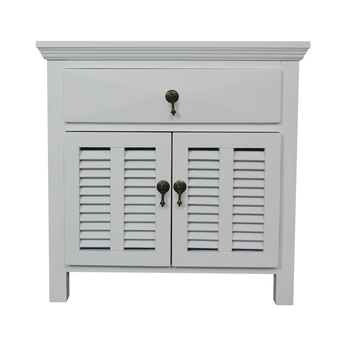 FLOORSTOCK CLEARANCE SALE "Alton" Hampton Style Bedside Table in White with 1 Drawer, 60cmW x 50cmD x 60cmH (RRP $899) - Image 2