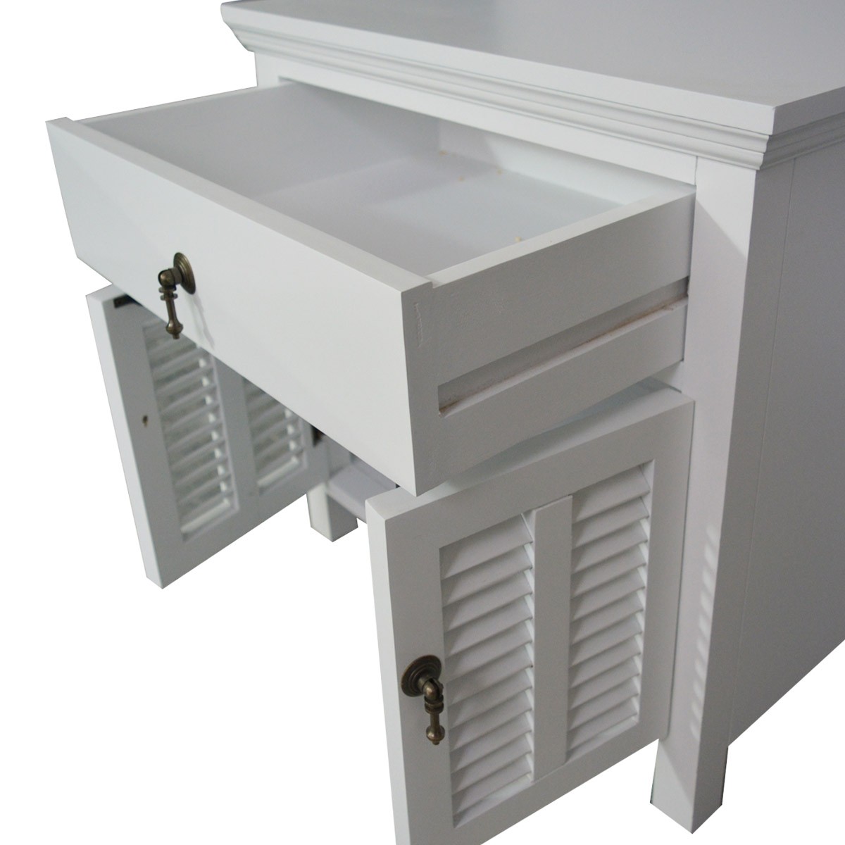 FLOORSTOCK CLEARANCE SALE "Alton" Hampton Style Bedside Table in White with 1 Drawer, 60cmW x 50cmD x 60cmH (RRP $899) - Image 8
