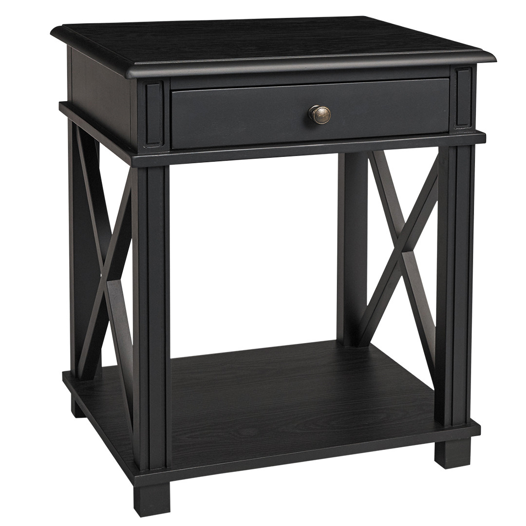 Manto Bedside Table Ash Black, 50W x 40D x 60H cm (RRP $700)