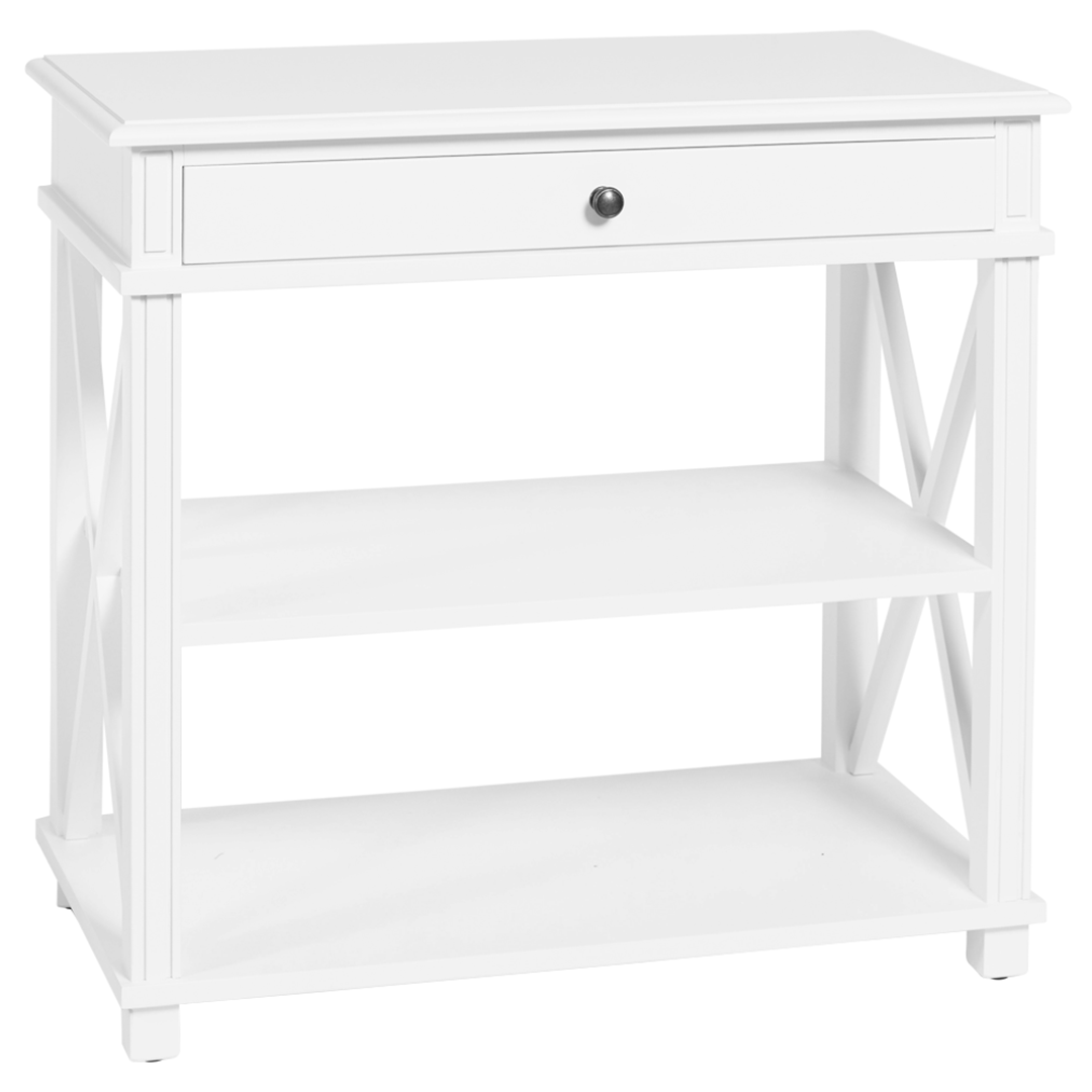 Manto Bedside Table Large White, 80W x 45D x 76H cm (RRP $950)