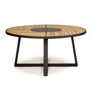 Watego Outdoor Round Dining Table – 1.9m – Asteroid Black (Charcoal) Powder Coated Legs