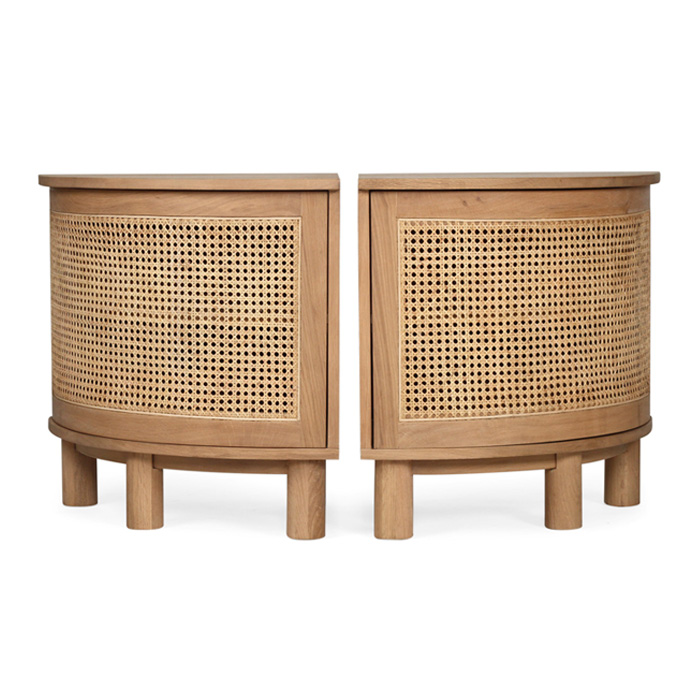 Iluka Bedside Tables Left and Right Pair, Width 60cm x Depth 50cm x Height 66cm