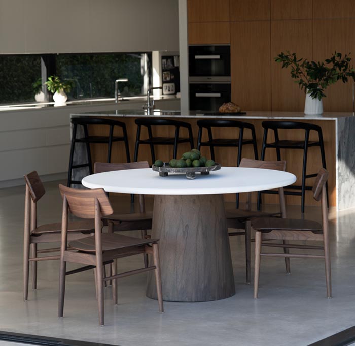 Harlow Dining Table Walnut Base, Width 120cm x Depth 140cm x Height 76cm