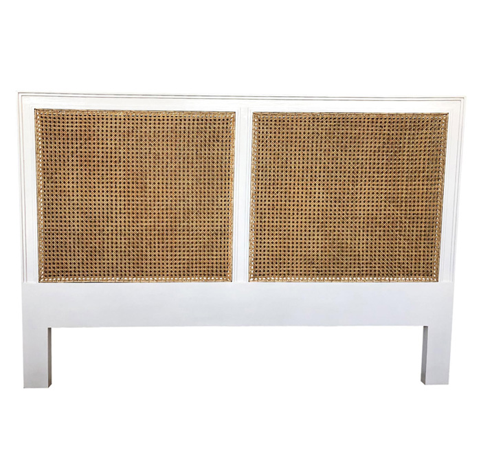 Hamilton Cane Bedhead Super King Size White, Width 204cm × Height 122cm x Depth 4.5cm