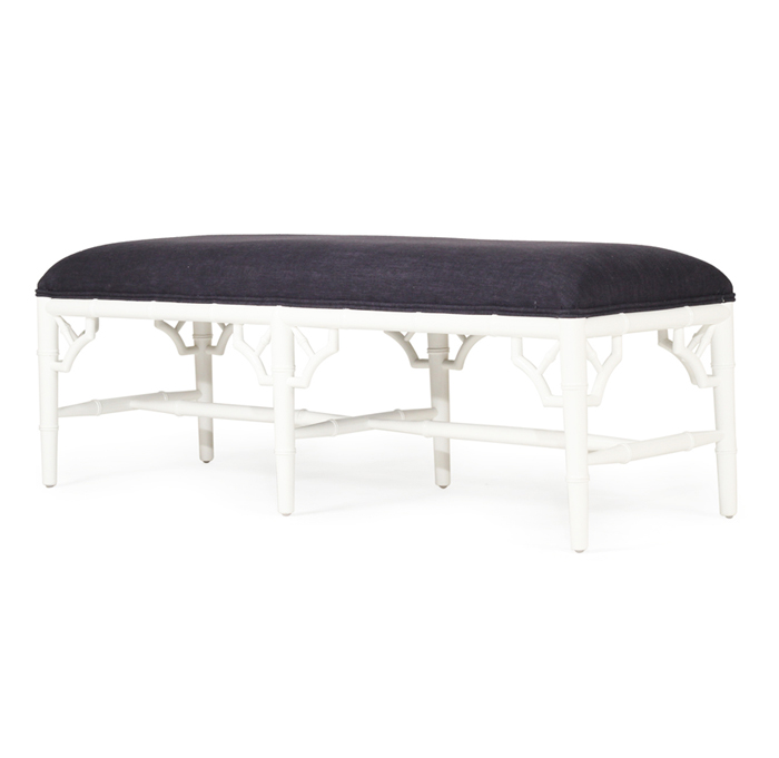 White Chippendale Bench Seat Bed End White, Width 135cm x Depth 45cm x Height 49cm