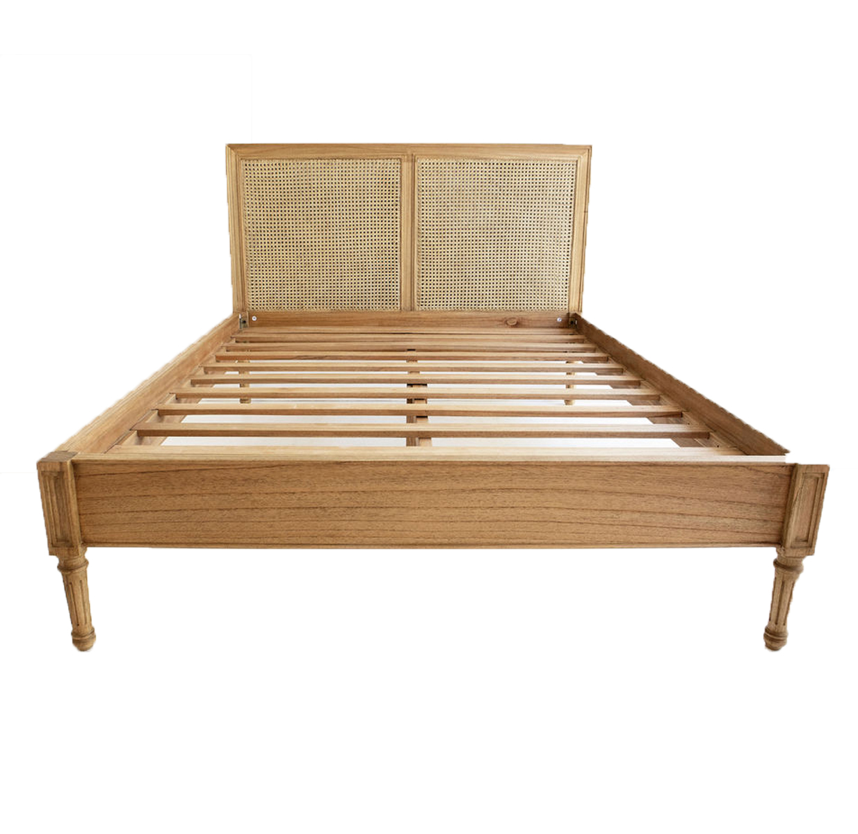 Hamilton Cane Bed Super King with Low End Weathered Oak, 215cm Wide x 217cm Long x 122cm High