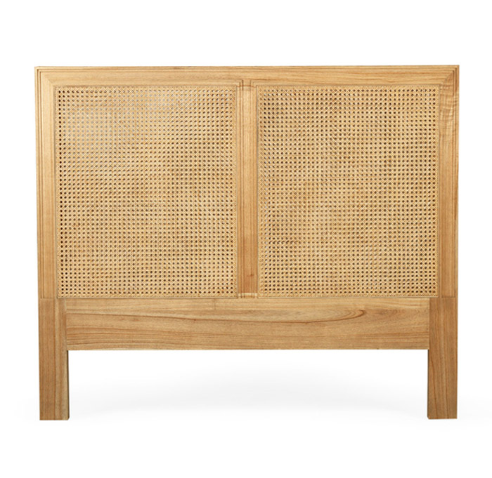 Hamilton Cane Bedhead King Size Weathered Oak, Width 183cm × Height 130cm x Depth 4cm
