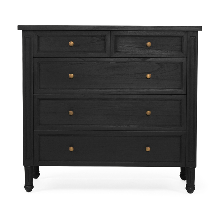Hamilton Dresser Black 5 Drawer, W 100cm x H 92cm x D 47cm (RRP $2499)