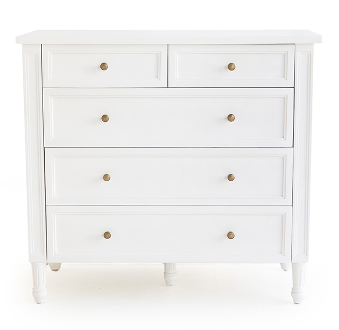 Hamilton Dresser White 5 Drawer, W 100cm x H 92cm x D 47cm (RRP $2499)