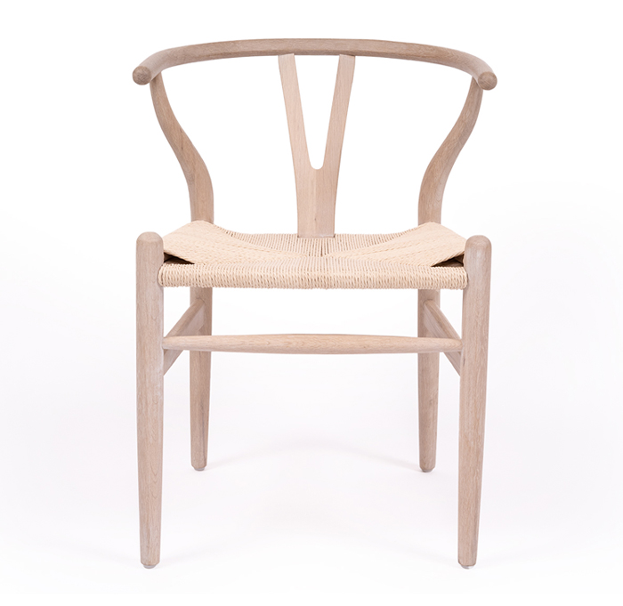 Wishbone Designer Replica Chair White Coastal Oak, W 56cm x D 55cm x H 74cm (RRP $399)