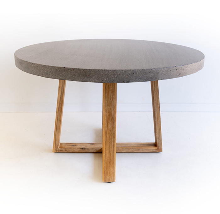1.0m Alta Elkstone Round Dining Table – Speckled Grey with Light Honey Legs