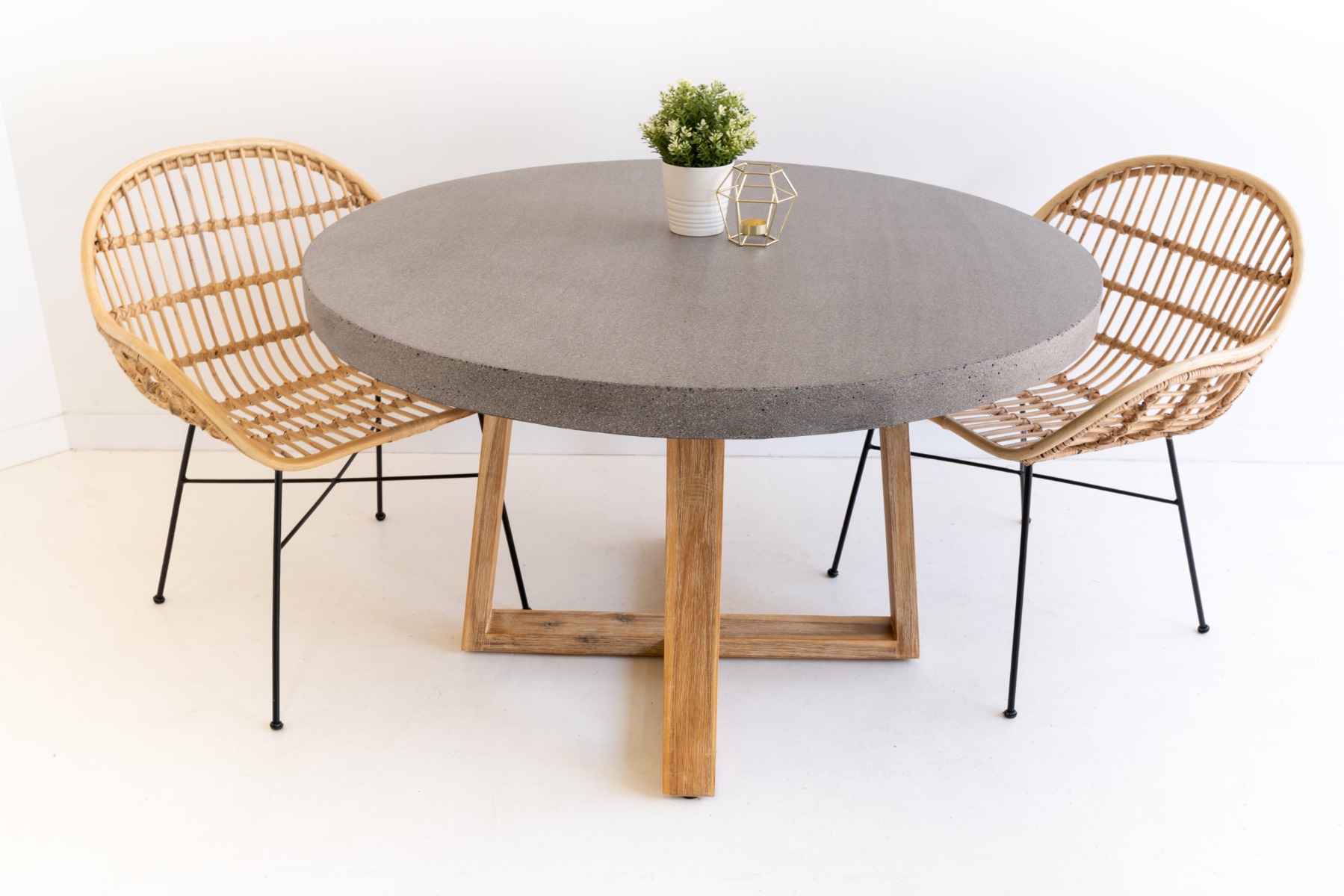 1.0m Alta Elkstone Round Dining Table – Speckled Grey with Light Honey Legs - Image 8