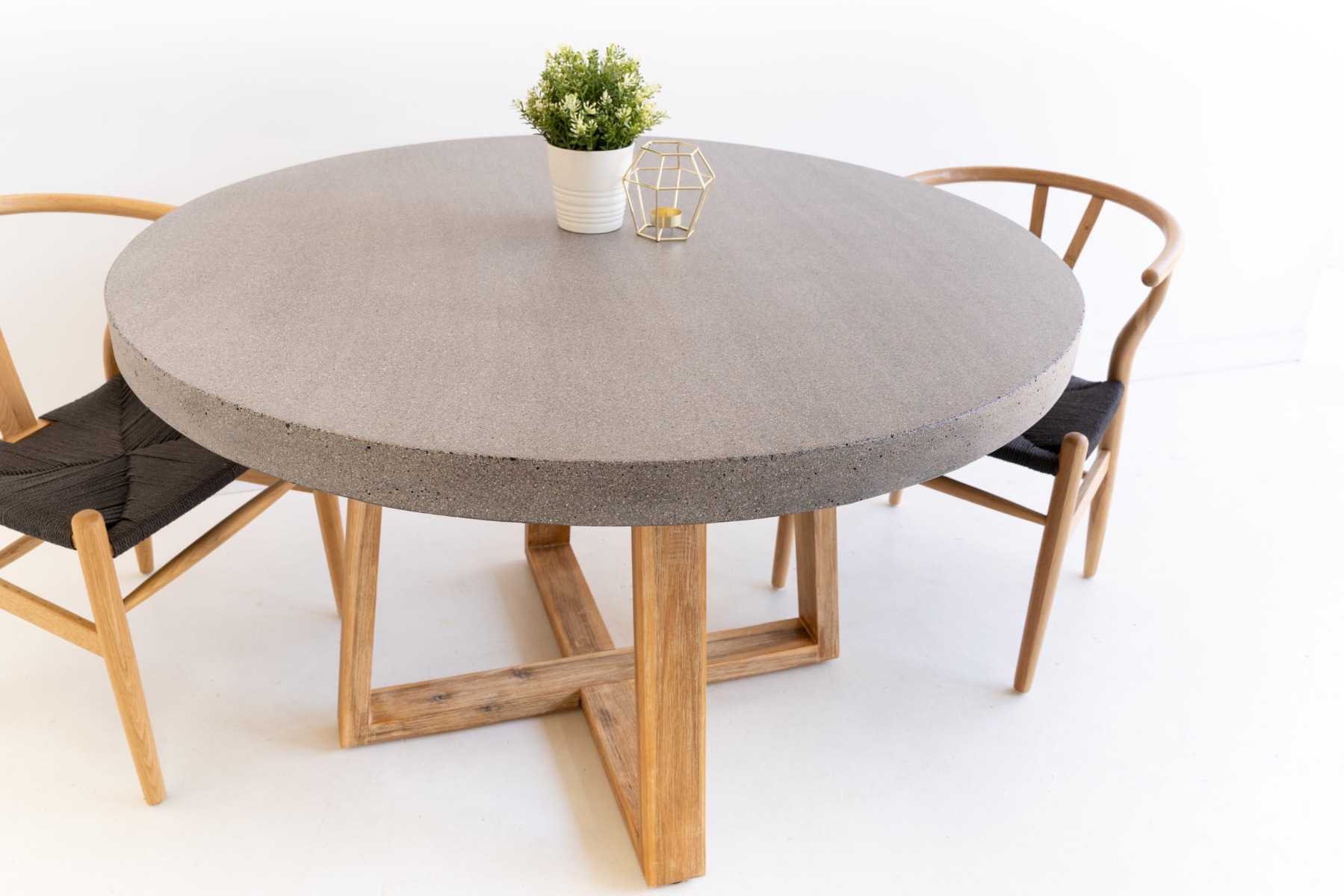 1.0m Alta Elkstone Round Dining Table – Speckled Grey with Light Honey Legs - Image 10