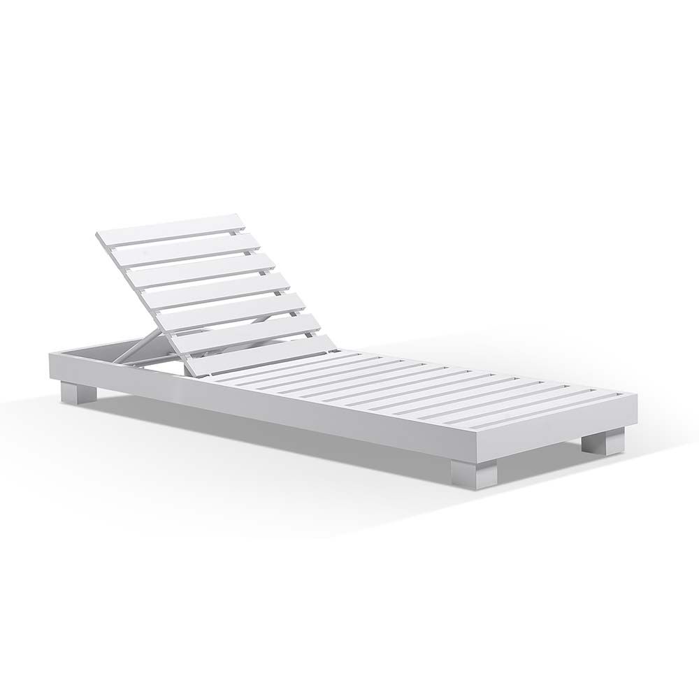 "Hawaii" Hamptons Style Aluminium Sun Lounge Set in White with Sunbrella White Cushions - Image 3