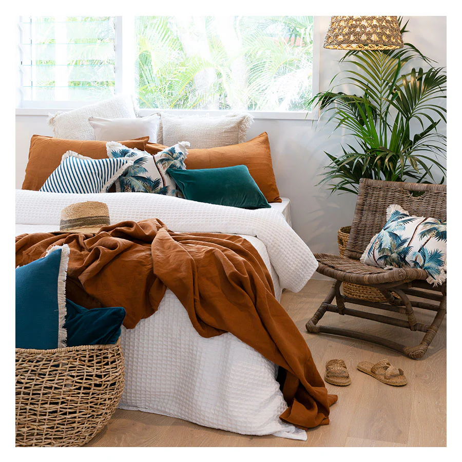 Outdoor Cushion Coastal Fringe Palm Trees Natural 35cm x 50cm - Image 2