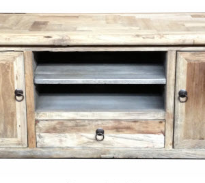 "Santiago" Hamptons Style TV Unit Recycled Elm Natural, 140cm x 45cm x 56cmH