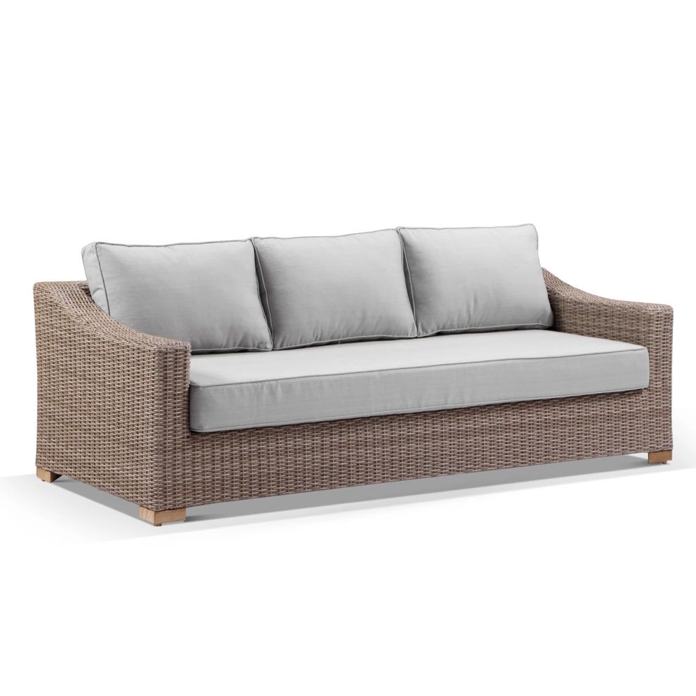 "Isle of Capri" Hamptons Style Outdoor 3 Seater Wicker Lounge Arm Chair with Olefin covers
