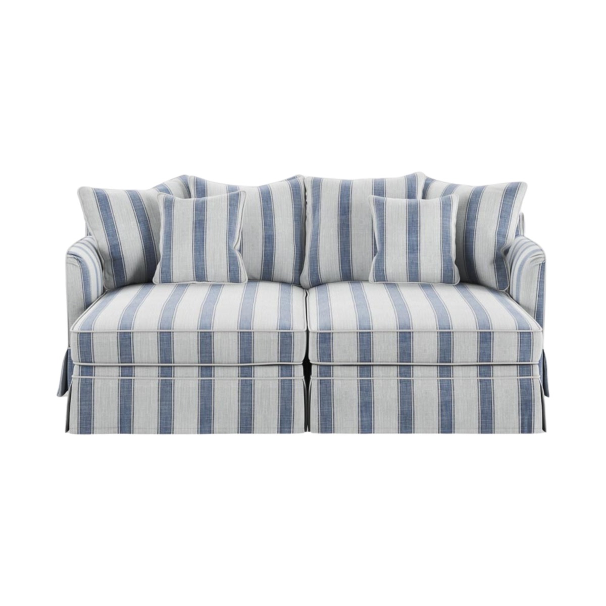 Noosa Double Chaise Daybed Blue Sky Stripe, W 180cm D 170cm H 80cm (RRP $3999)