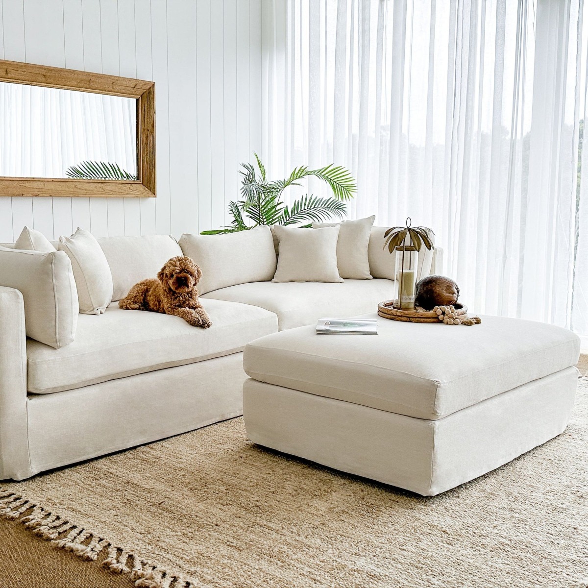 Slip Cover - Marbella Modular Sofa C Ivory, W 125 D 90 H 45cm (RRP $499) - Image 8