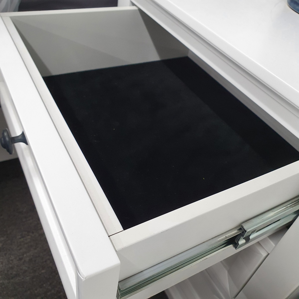 "Emily" Hamptons Style Timber Large Bedside Table 1 Drawer White, 80cmW x 45cmD x 76cmH (RRP $599) - Image 3