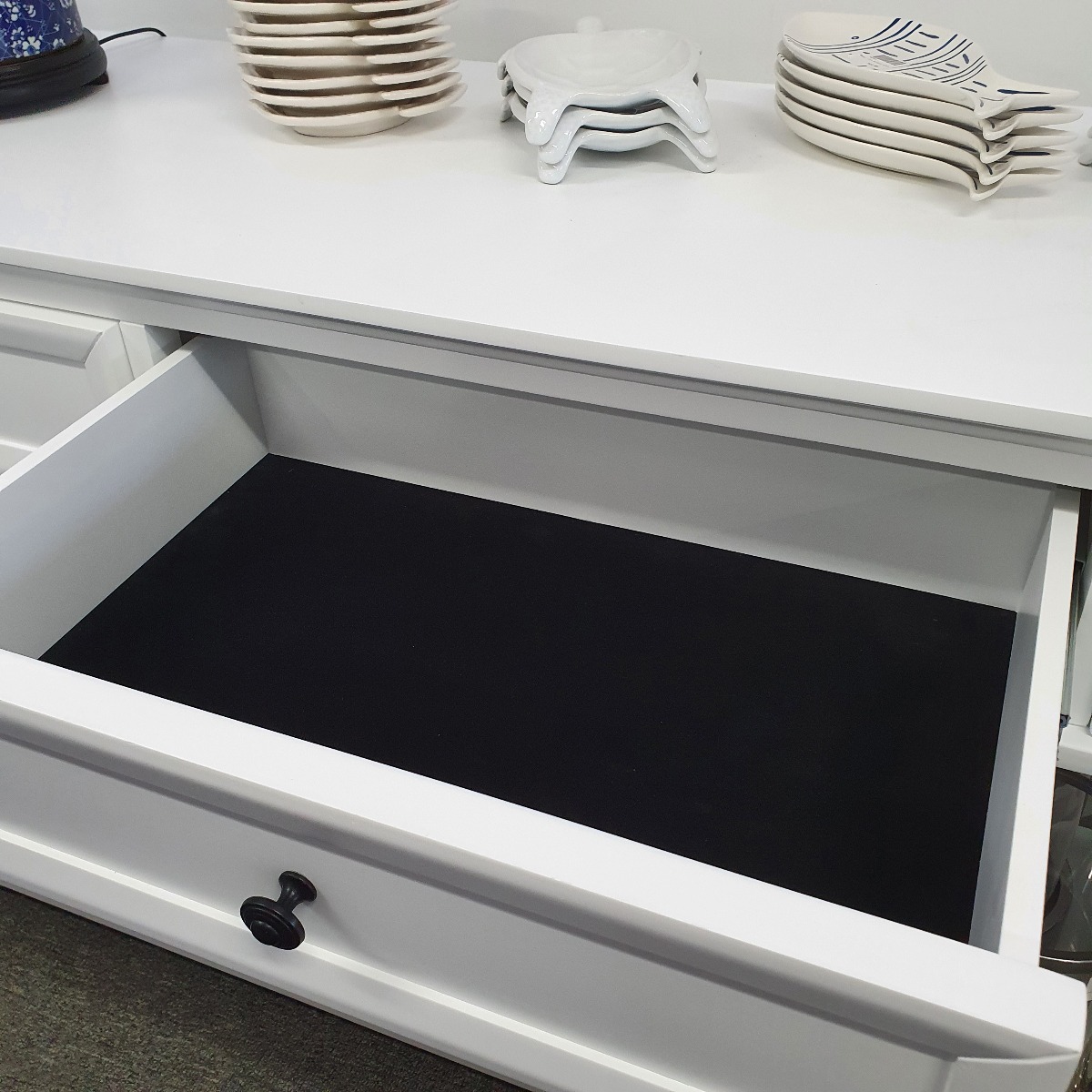 "Emily" Hamptons Style Timber Console Table 3 Drawer White, 190cmL x 50cmD x 85cmH - Image 4