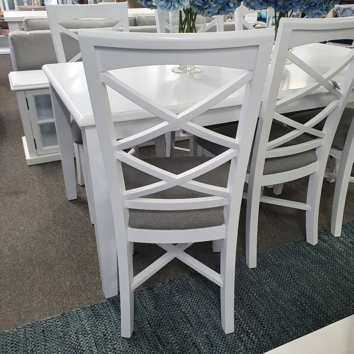 "Montauk" Hamptons Style Chair with Cross Back Detail and Cushioned Seat, Vivid White (RRP $349) - Image 3