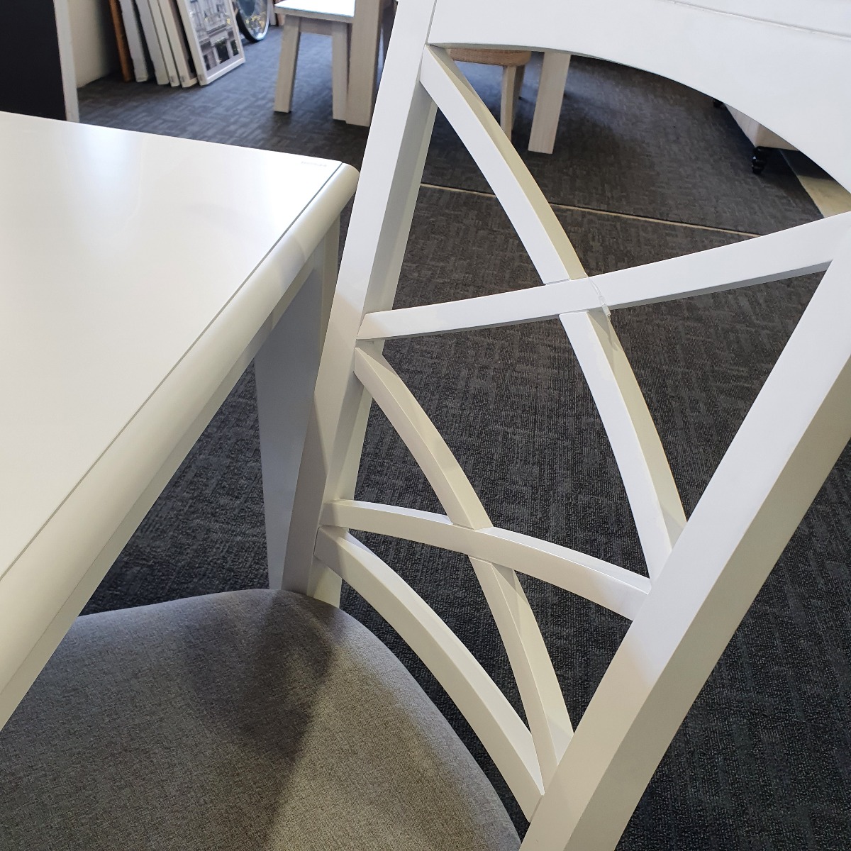 "Montauk" Hamptons Style Chair with Cross Back Detail and Cushioned Seat, Vivid White (RRP $349) - Image 4