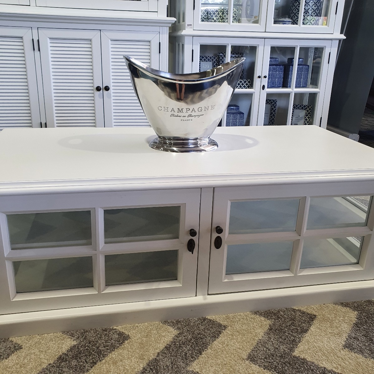 FLOORSTOCK CLEARANCE SALE "Sommersby" Timber Glass Coffee Table White, 120cmL x 60cmD x 38cmH (RRP $999) - Image 3