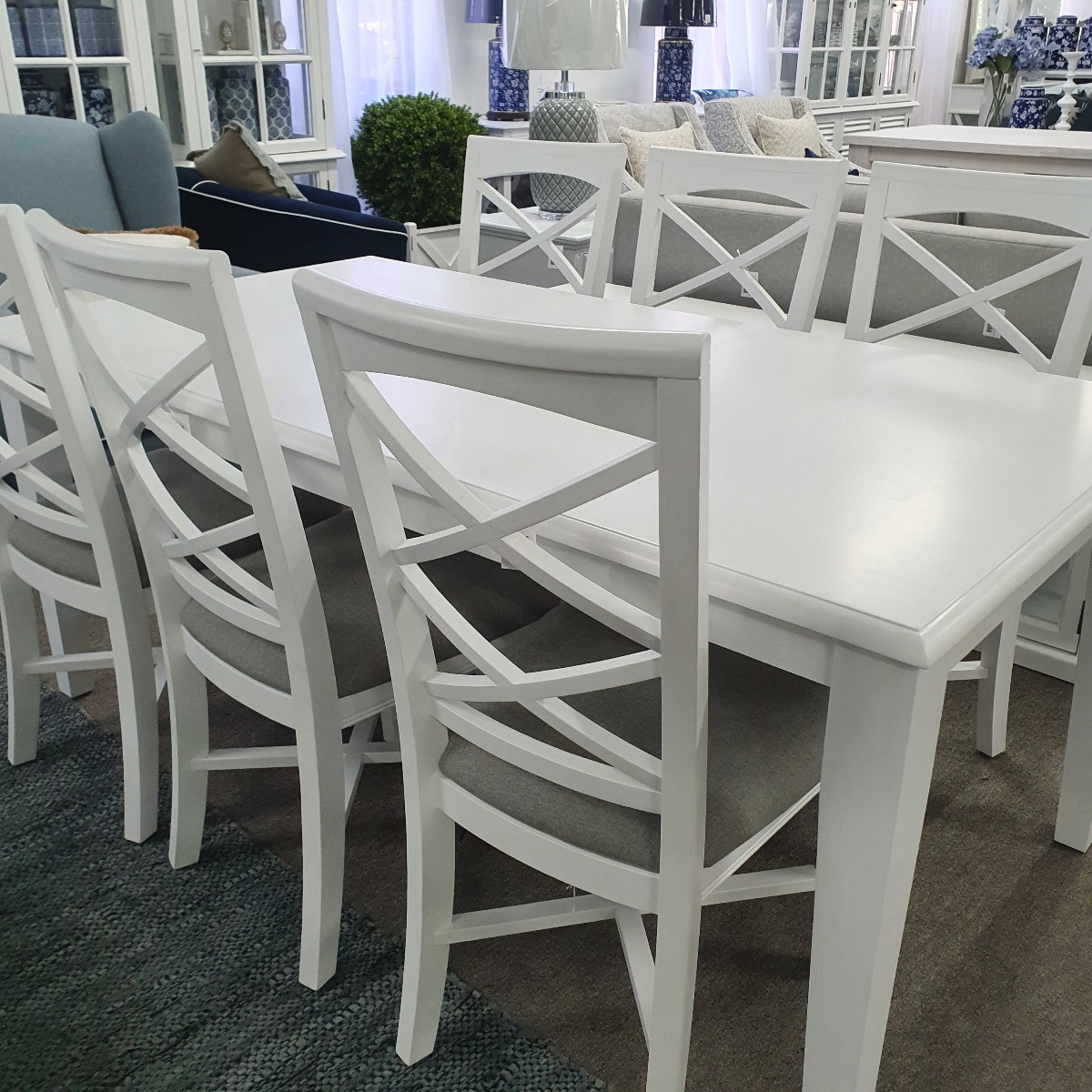 "Montauk" Hamptons Style Chair with Cross Back Detail and Cushioned Seat, Vivid White (RRP $349) - Image 6