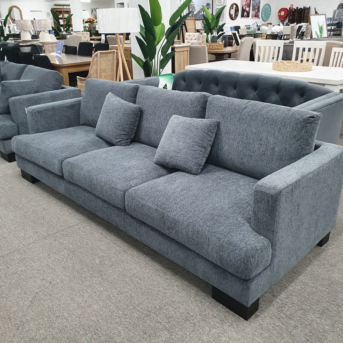 FLOORSTOCK CLEARANCE SALE "Hamilton" Superior Comfort 3 Seater Fabric Lounge, 3 Colours. In Stock, Ready for Delivery (RRP $1999)