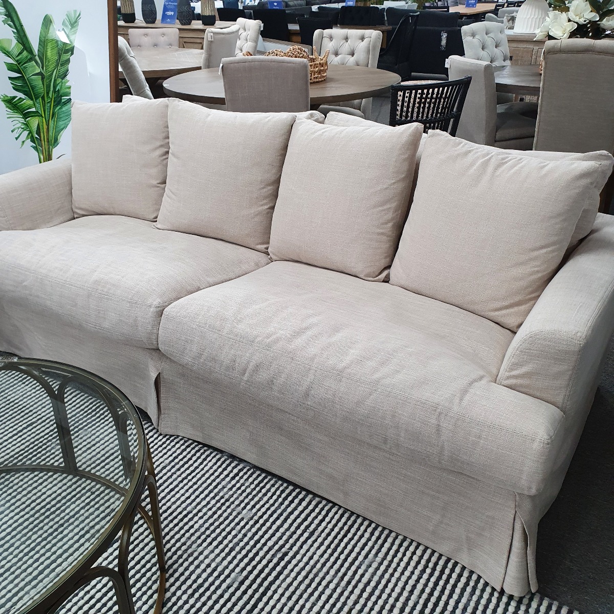 GOLD COAST FLOORSTOCK SALE "Somerset" Hamptons Style Fabric 3.5 Seater Sofa Lounge Feather Filled with Removable Slip Covers, Linen 236cmL x 115cmD x 91cmH (RRP $3499) 1 only!! - Image 2