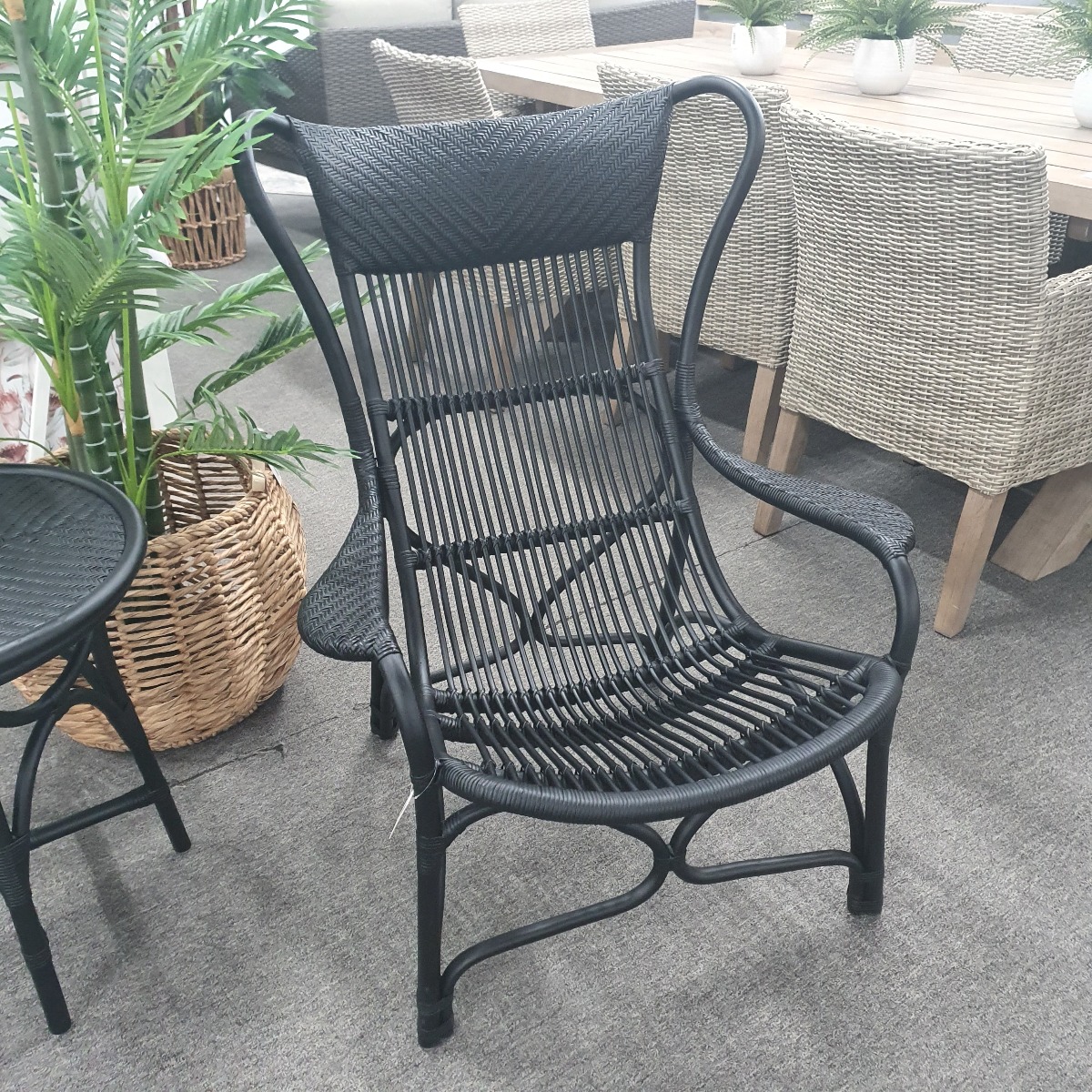 "Byron" Alfresco Hampton Style Rattan Cane Occasional Chair Black, 66cmW x 94cmD x 102cmH (RRP $499) - Image 2