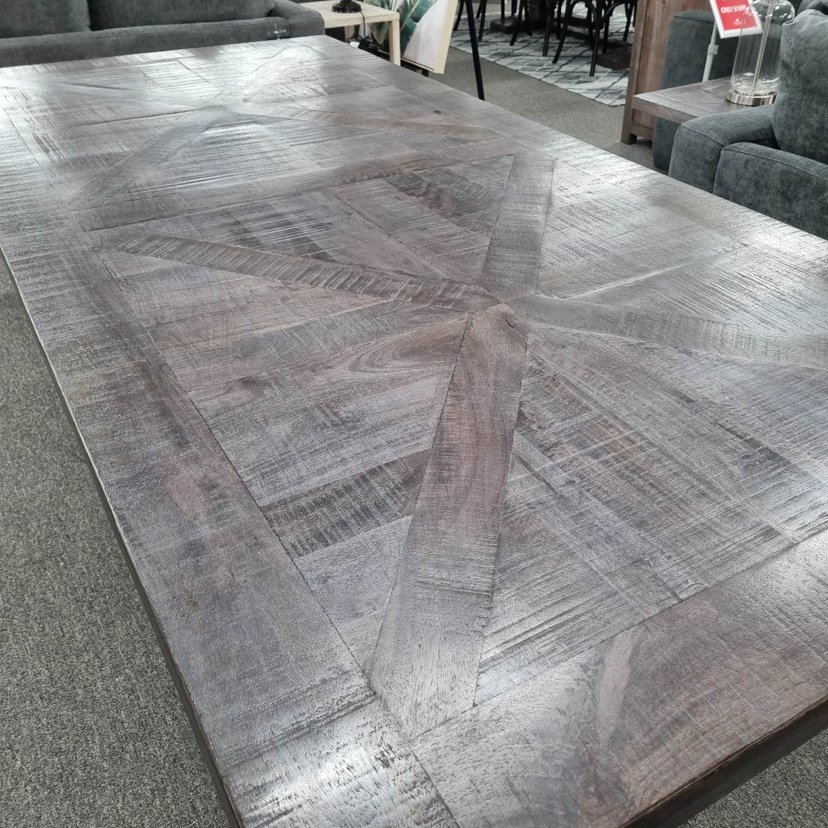 FLOORSTOCK SALE "Tuscany" Hampton Style Hardwood Timber Dining Table with Pedestal Base Dark Grey, 240cm x 110cm (RRP $2999) - Image 4
