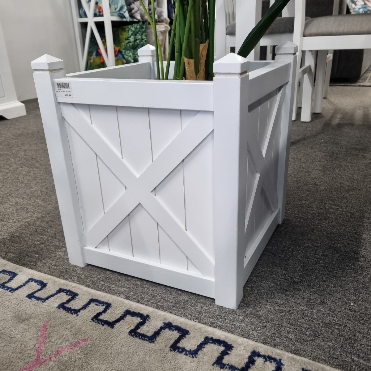 "Hampton Planter Box" Timber Outdoor Planter Pot White, 40cm x 40cm x 45cmH - Image 3
