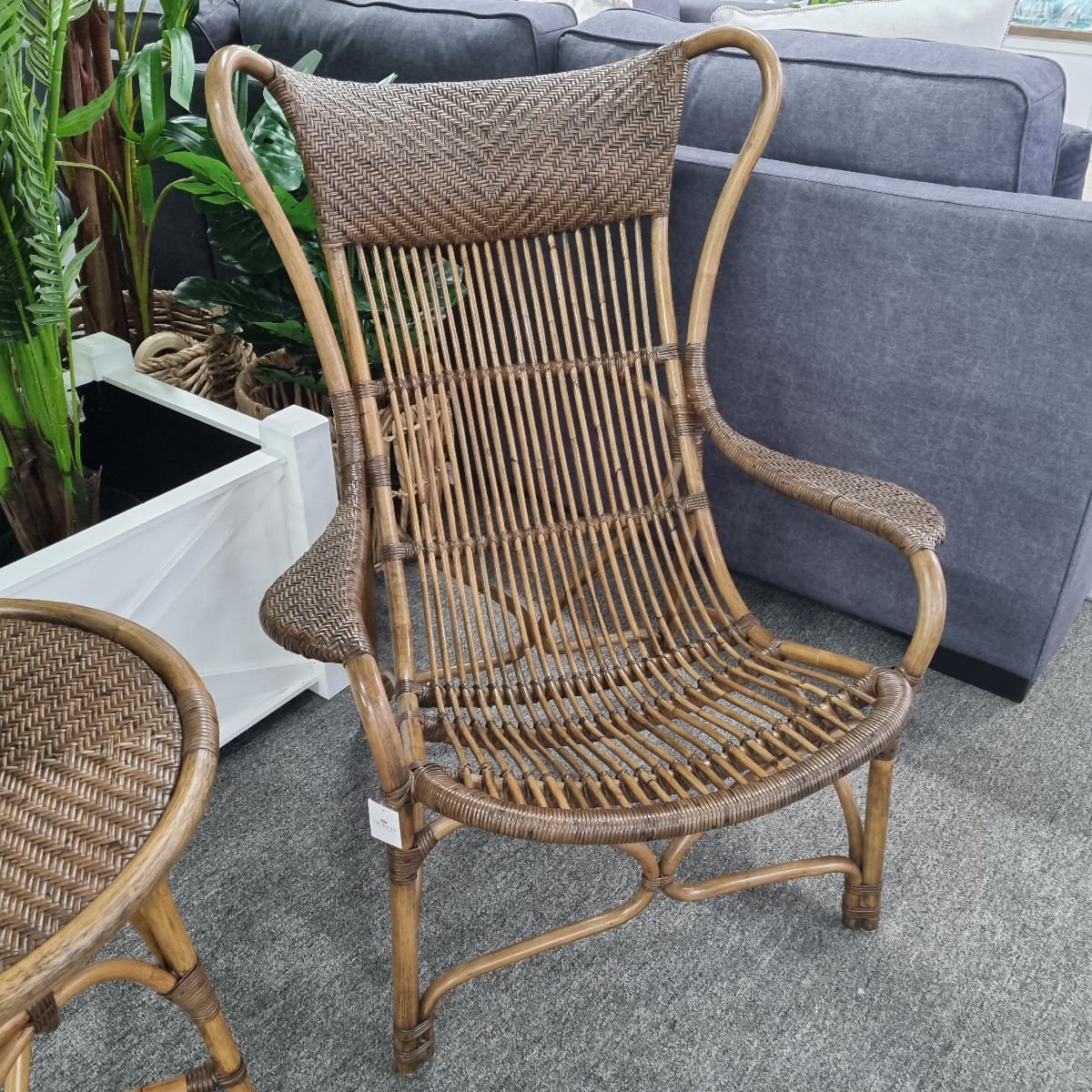 "Byron" Alfresco Hamptons Style Rattan Cane Occasional Chair Antique Natural, 66cmW x 94cmD x 102cmH (RRP $799) - Image 4