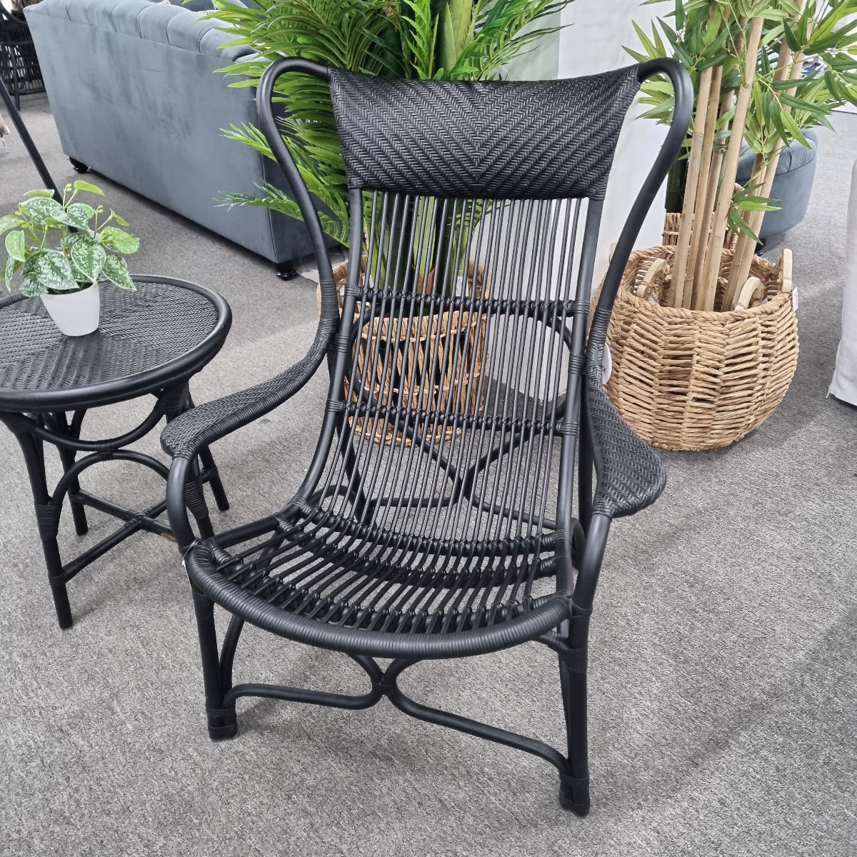 "Byron" Alfresco Hampton Style Rattan Cane Occasional Chair Black, 66cmW x 94cmD x 102cmH (RRP $499) - Image 3