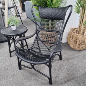 "Byron" Alfresco Hampton Style Rattan Cane Occasional Chair Black, 66cmW x 94cmD x 102cmH (RRP $499)