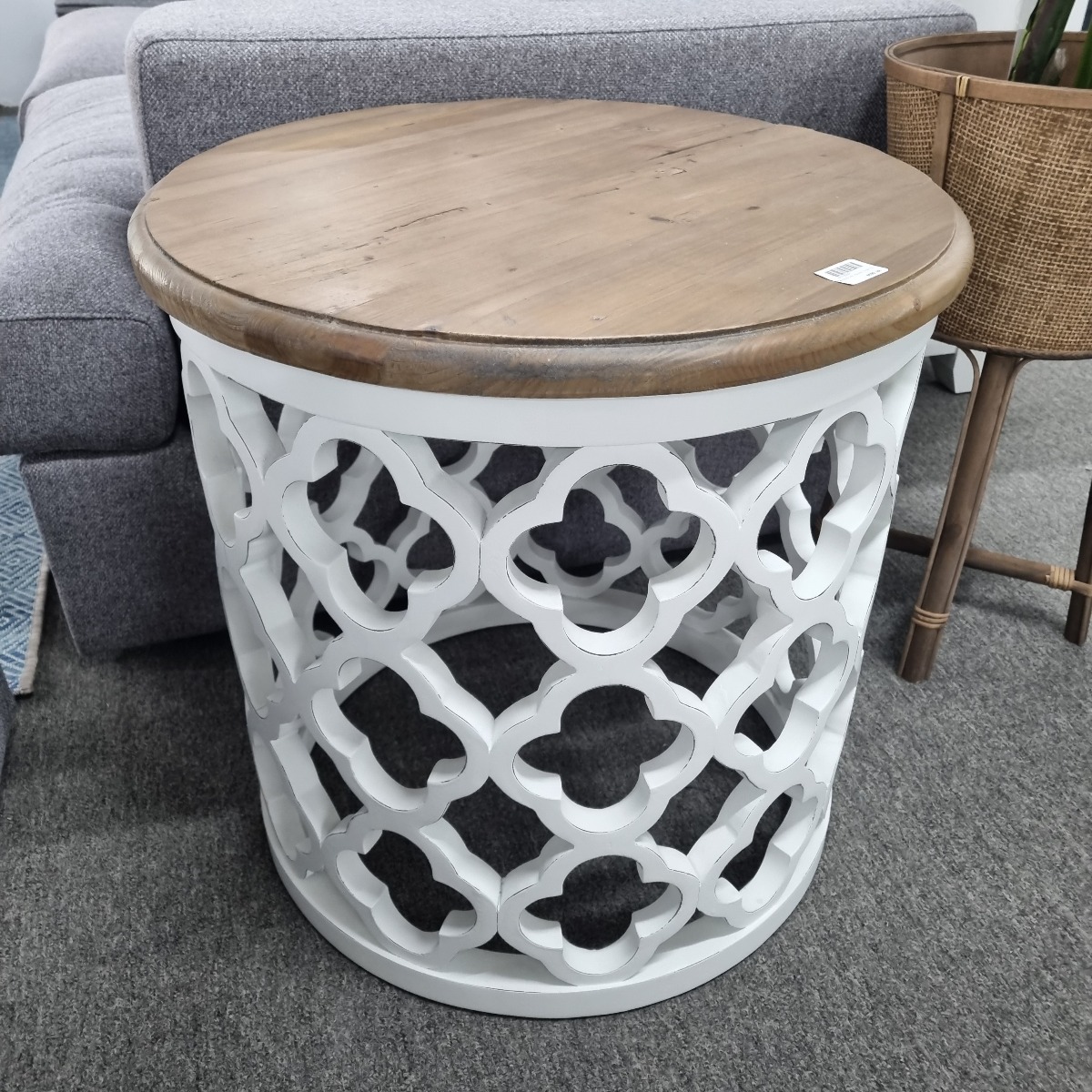 "Riviera" Hamptons Style Round Lamp Side Table Two Tone, 60cm - Image 2